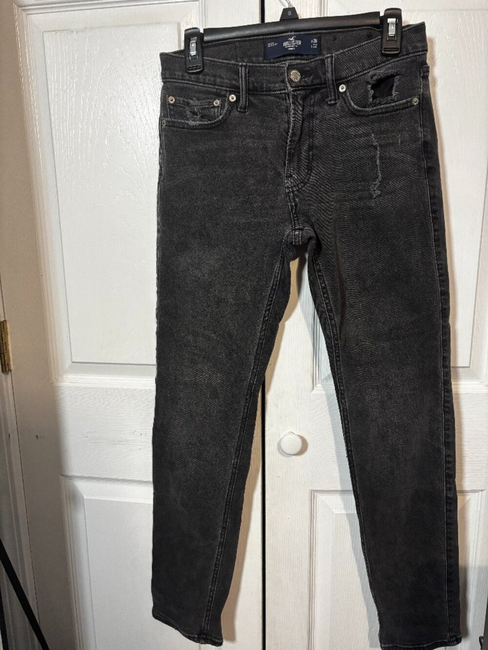 Hollister California Skinny Jeans Size 28/32 Med Wash Black Distressed